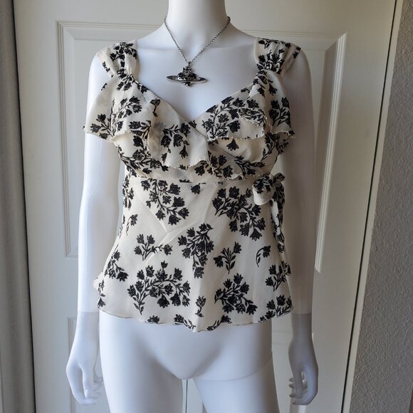 Bandolino White and black floral print top - Picture 2 of 9